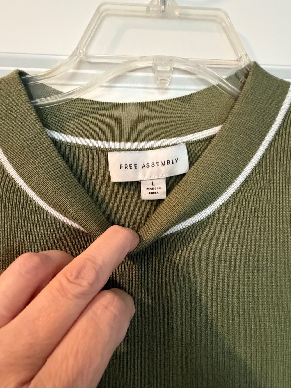 Sleeveless Olive Midi Dress with White Trim - Picture 2 of 4